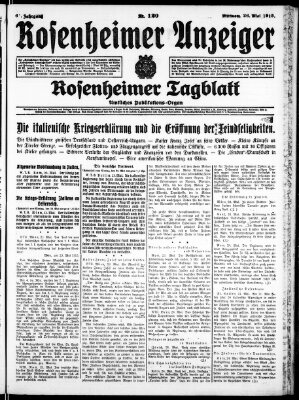 Rosenheimer Anzeiger Mittwoch 26. Mai 1915