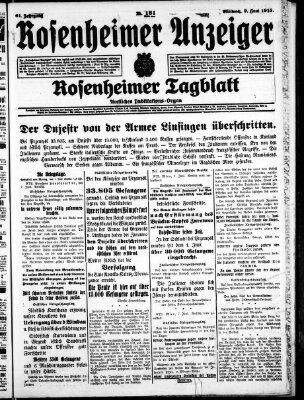 Rosenheimer Anzeiger Mittwoch 9. Juni 1915