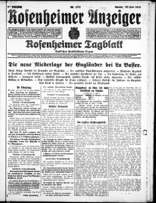 Rosenheimer Anzeiger Sonntag 20. Juni 1915