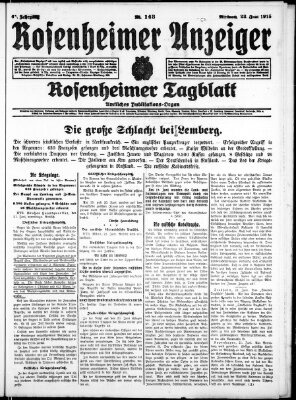 Rosenheimer Anzeiger Mittwoch 23. Juni 1915