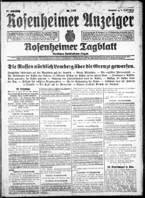 Rosenheimer Anzeiger Donnerstag 1. Juli 1915