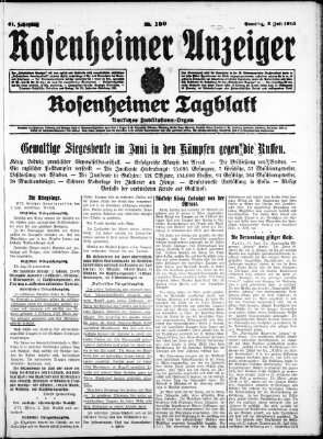 Rosenheimer Anzeiger Donnerstag 8. Juli 1915