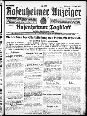 Rosenheimer Anzeiger Mittwoch 11. August 1915