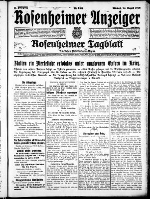 Rosenheimer Anzeiger Mittwoch 25. August 1915