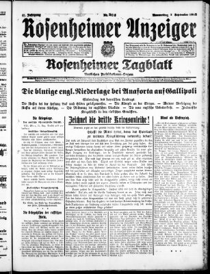 Rosenheimer Anzeiger Donnerstag 2. September 1915