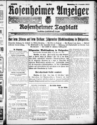 Rosenheimer Anzeiger Donnerstag 23. September 1915