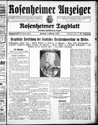 Rosenheimer Anzeiger Freitag 1. Oktober 1915