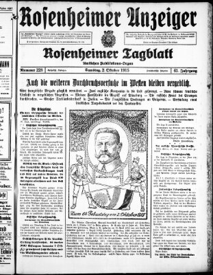 Rosenheimer Anzeiger Samstag 2. Oktober 1915