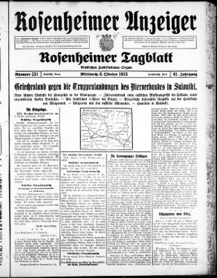 Rosenheimer Anzeiger Mittwoch 6. Oktober 1915