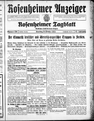 Rosenheimer Anzeiger Samstag 9. Oktober 1915