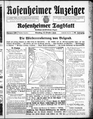 Rosenheimer Anzeiger Dienstag 12. Oktober 1915