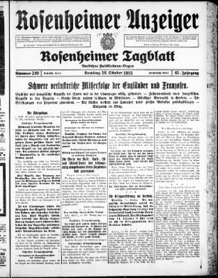 Rosenheimer Anzeiger Samstag 16. Oktober 1915