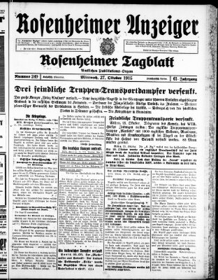 Rosenheimer Anzeiger Mittwoch 27. Oktober 1915