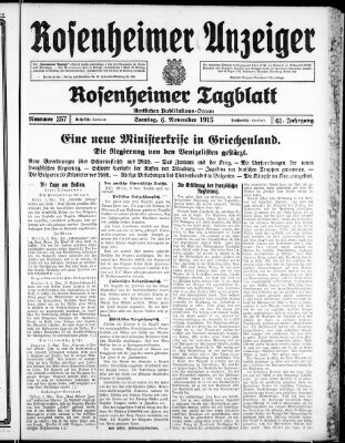 Rosenheimer Anzeiger Samstag 6. November 1915