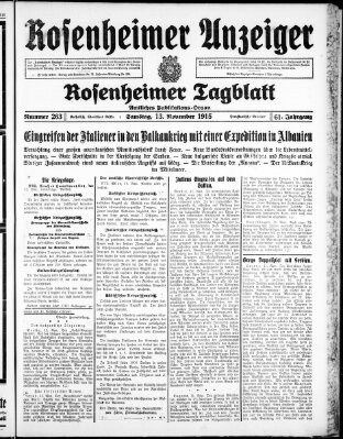 Rosenheimer Anzeiger Samstag 13. November 1915