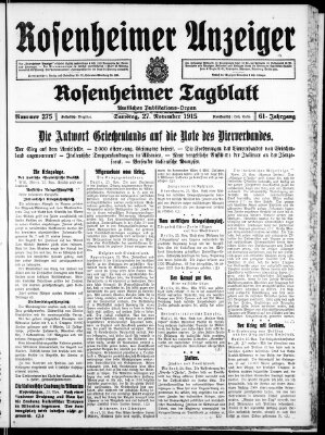 Rosenheimer Anzeiger Samstag 27. November 1915