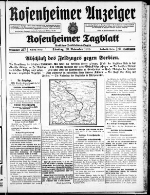 Rosenheimer Anzeiger Dienstag 30. November 1915