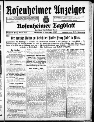 Rosenheimer Anzeiger Mittwoch 1. Dezember 1915