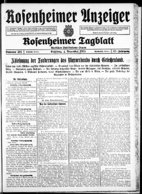 Rosenheimer Anzeiger Samstag 4. Dezember 1915