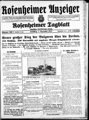 Rosenheimer Anzeiger Dienstag 7. Dezember 1915