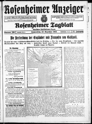 Rosenheimer Anzeiger Donnerstag 23. Dezember 1915