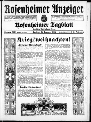 Rosenheimer Anzeiger Samstag 25. Dezember 1915