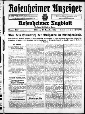 Rosenheimer Anzeiger Mittwoch 29. Dezember 1915