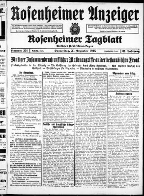 Rosenheimer Anzeiger Donnerstag 30. Dezember 1915