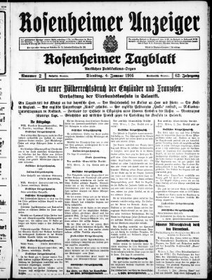 Rosenheimer Anzeiger Dienstag 4. Januar 1916