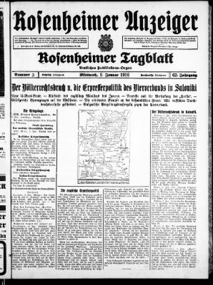 Rosenheimer Anzeiger Mittwoch 5. Januar 1916