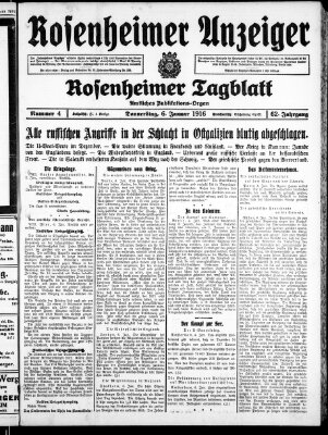 Rosenheimer Anzeiger Donnerstag 6. Januar 1916