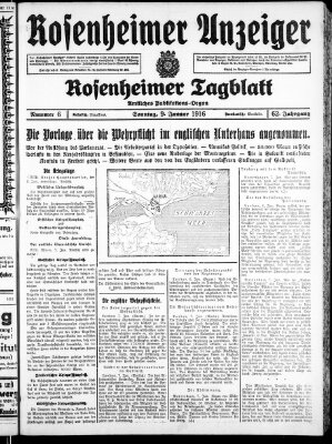 Rosenheimer Anzeiger Sonntag 9. Januar 1916