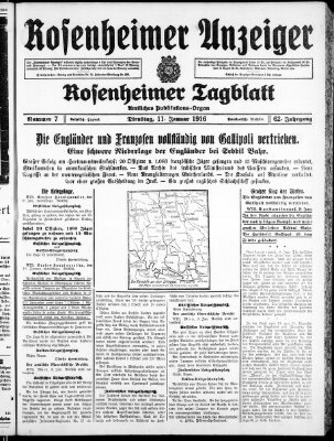 Rosenheimer Anzeiger Dienstag 11. Januar 1916