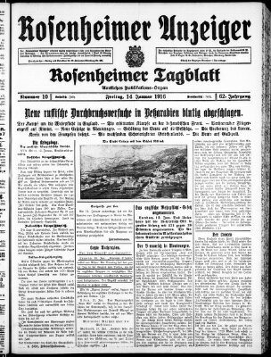 Rosenheimer Anzeiger Freitag 14. Januar 1916