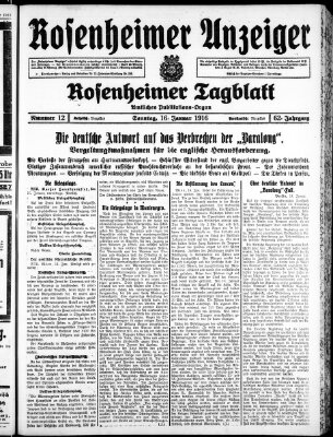 Rosenheimer Anzeiger Sonntag 16. Januar 1916