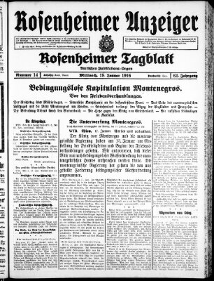 Rosenheimer Anzeiger Mittwoch 19. Januar 1916