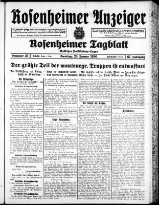 Rosenheimer Anzeiger Samstag 29. Januar 1916