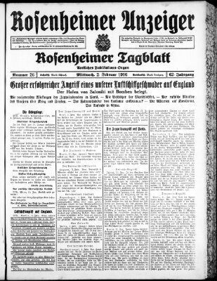 Rosenheimer Anzeiger Mittwoch 2. Februar 1916