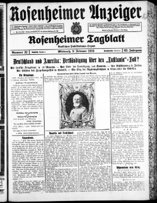 Rosenheimer Anzeiger Mittwoch 9. Februar 1916