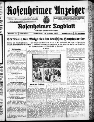 Rosenheimer Anzeiger Donnerstag 10. Februar 1916