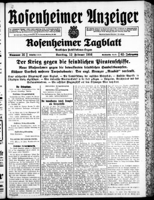 Rosenheimer Anzeiger Samstag 12. Februar 1916