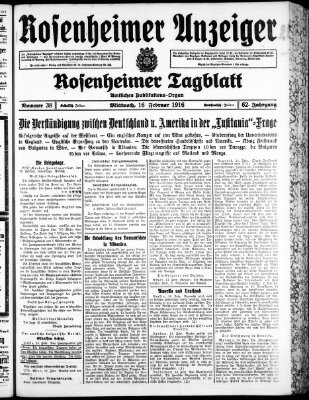 Rosenheimer Anzeiger Mittwoch 16. Februar 1916