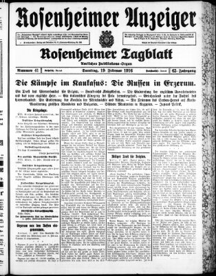 Rosenheimer Anzeiger Samstag 19. Februar 1916