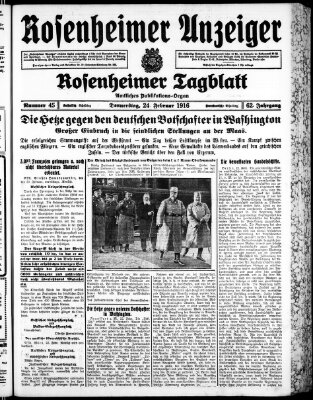 Rosenheimer Anzeiger Donnerstag 24. Februar 1916