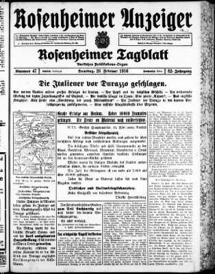 Rosenheimer Anzeiger Samstag 26. Februar 1916