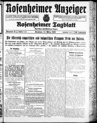 Rosenheimer Anzeiger Dienstag 14. März 1916