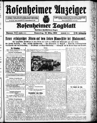 Rosenheimer Anzeiger Donnerstag 30. März 1916