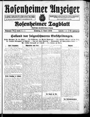 Rosenheimer Anzeiger Sonntag 2. April 1916