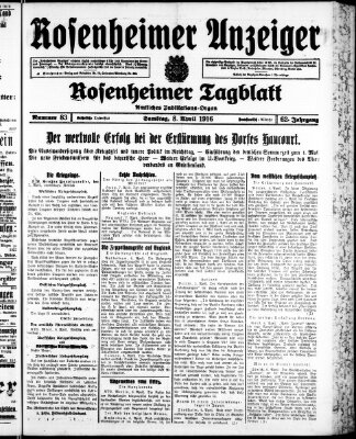 Rosenheimer Anzeiger Samstag 8. April 1916