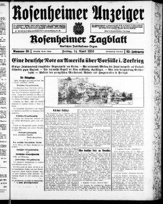 Rosenheimer Anzeiger Freitag 14. April 1916